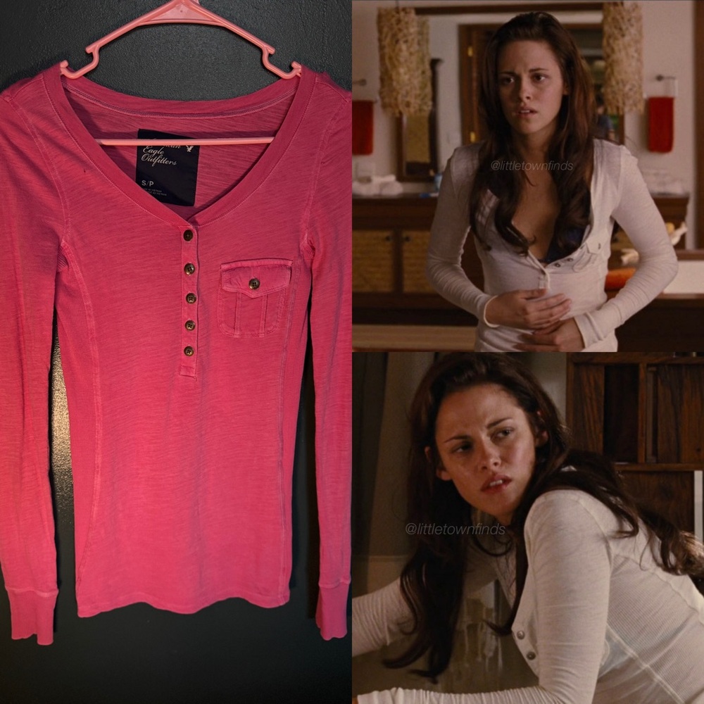 American Eagle • Long Sleeve Pocket Henley Top S • ASO Bella Swan